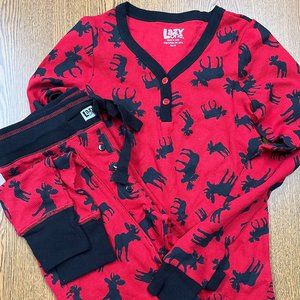 Women's Medium Red & Black Thermal PJ's